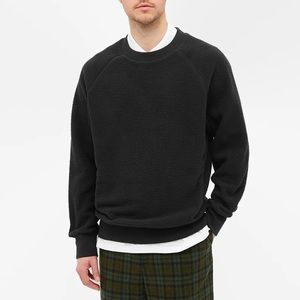 Aime Leon Dore Black cosy Fleece Crewneck Raglan Sweatshirt Men XS